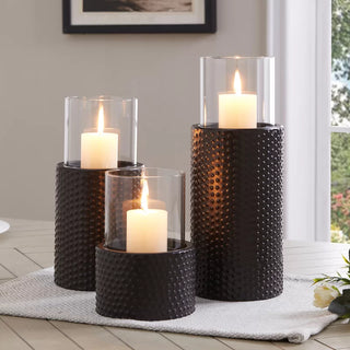 3 Piece Iron Tabletop Hurricane Holder Set